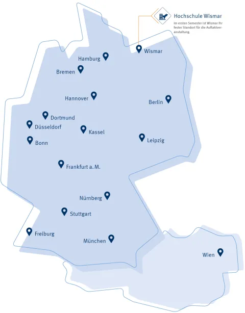 Standortkarte Bachelor Rechtliche Betreuung | WINGS-Fernstudium