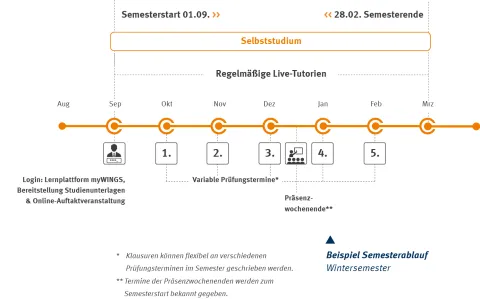 Ablaufzeitstrahl Bachelor Soziale Arbeit | WINGS-Fernstudium